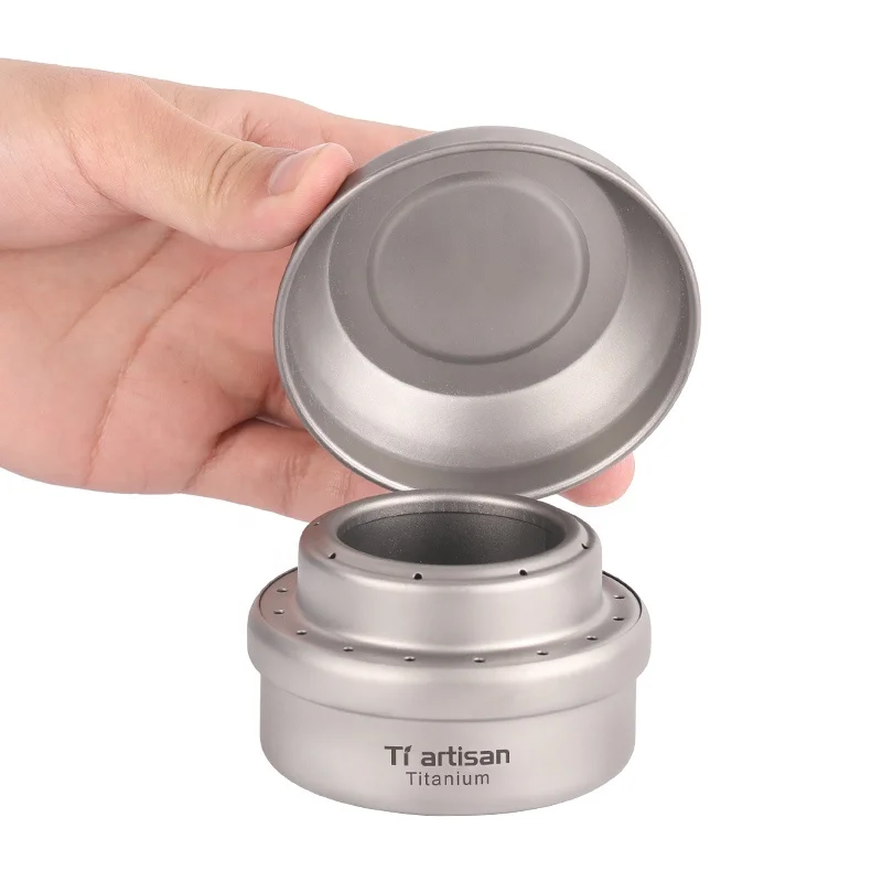 

Titanium Spirit Stove with Cross Bracket Support Outdoor Camping Alcohol Stove with Fire Cover