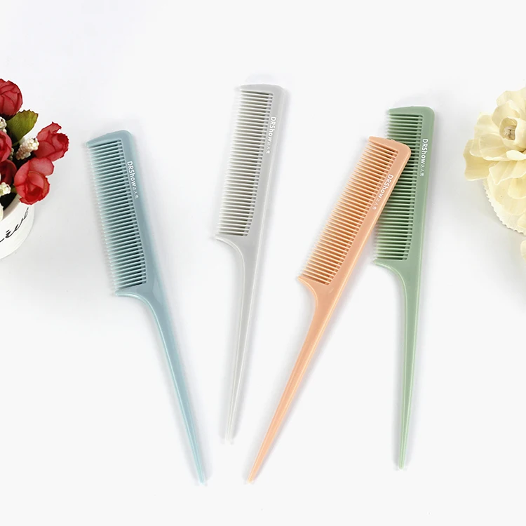 

Hair Parting Colorful Women Salon Cheap Precision Customized logo Rat Tail Comb, Mixed color