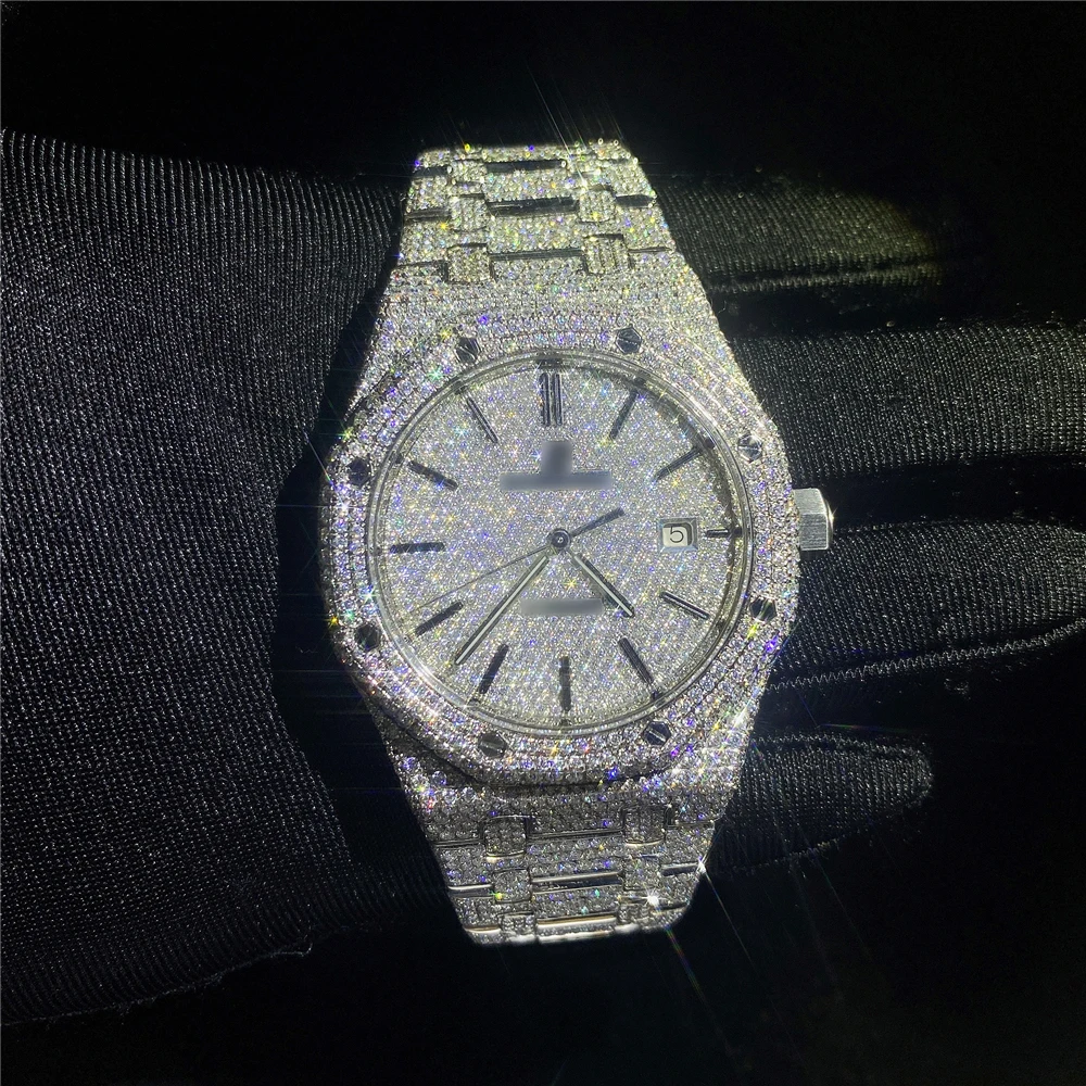 

Luxury Bling Jewelry Full Diamond Dial Watch VVS Moissanite Iced Out Watch