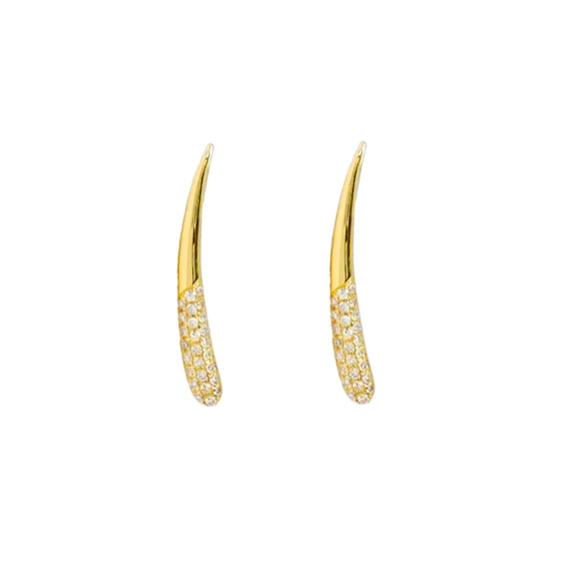 

S925 Sterling Silver European and American Fashion INS Ivory Diamond All-match Climber Earrings For ladies