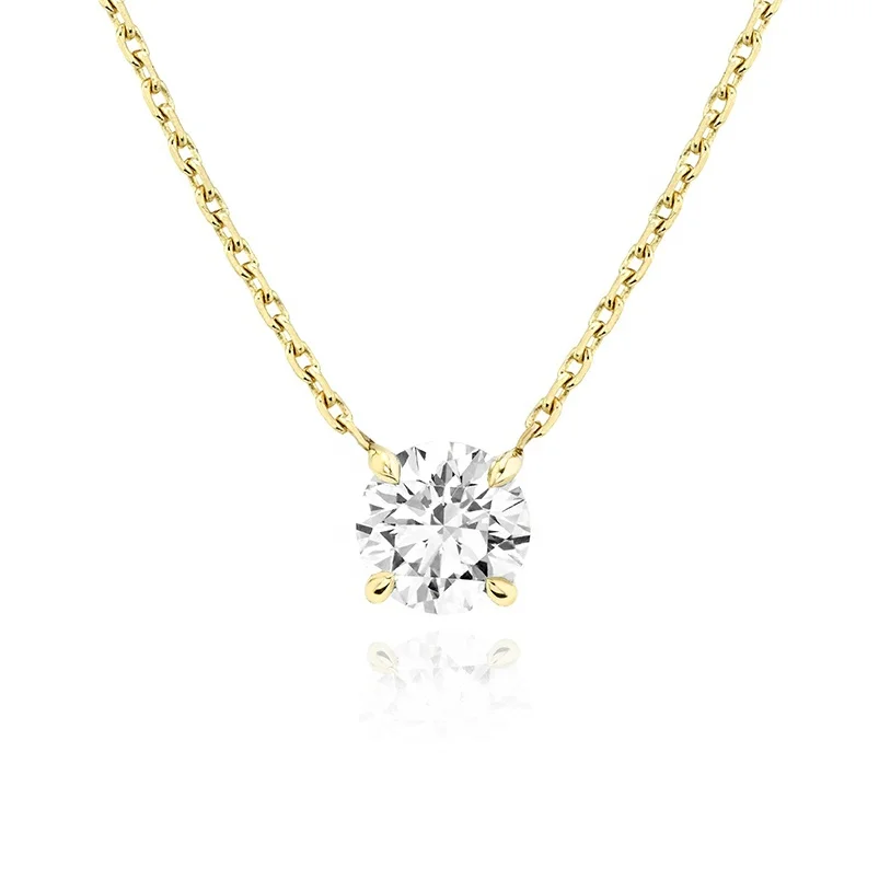 

Gemnel classic moissanite solitaire pendant hot selling sterling silver 18k gold necklace