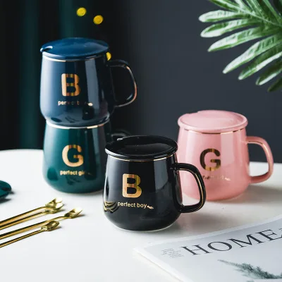 

14oz 15oz 350/420ml Green Glazed gold letter logo ceramic coffee mug mugs with logo ceramic coffee, Customized color