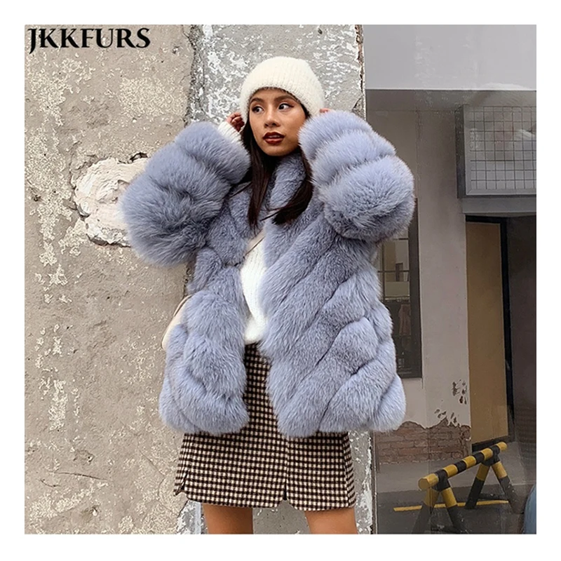 

Jancoco Fashion Style Winter Warm Luxury Overcoat Real Fox Fur Coat Women, Accept customized color