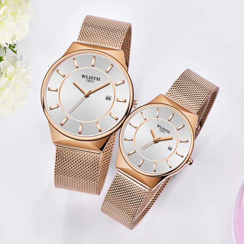 

Hot selling Luxury in Couples Lover Wrist Watch Set Waterproof Stainless Steel Simple Style Watch for Your Love