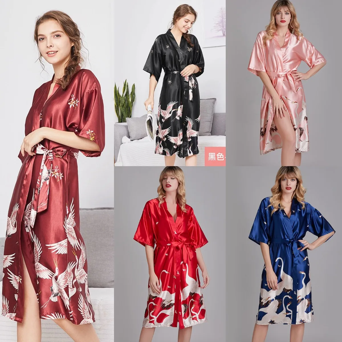 

women night gown allure bridesmaids Pajama Silk Satin robes night dress for girl Sleepwear night wear pajamas bridesmaid robes, Picture shows and custom you design color