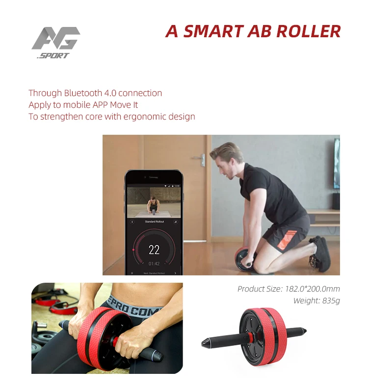 
Wireless Mobile App 4 in 1 Ab Wheel Roller Push up stand Skipping Rope Band Smart Home Gym Online Fitness Equipment Set 