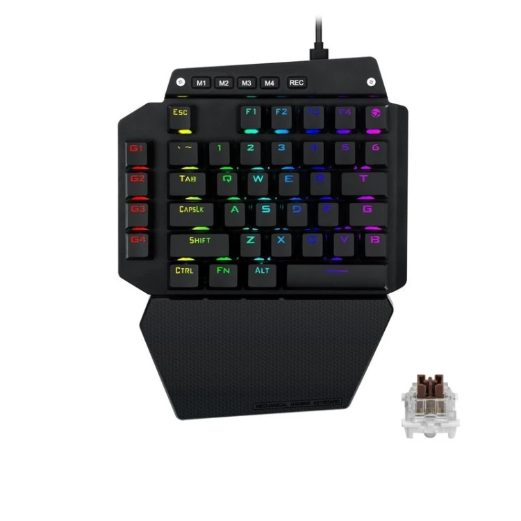 

Hot Selling RGB Luminous Switchable Axis 44 Keys USB Interface Gaming One-Handed Keyboard