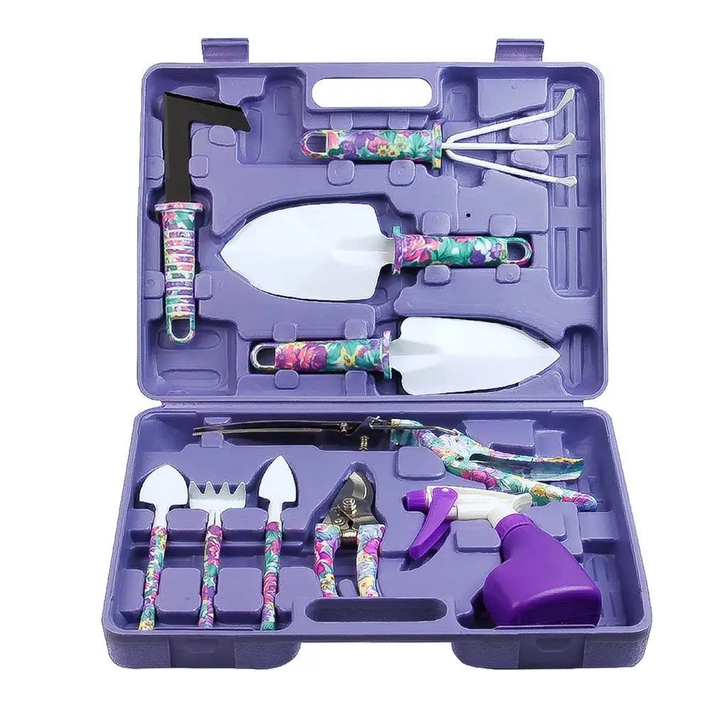 

High Quality 10 piece Garden Hand Tools Set Planting Tool Set, Purple,green