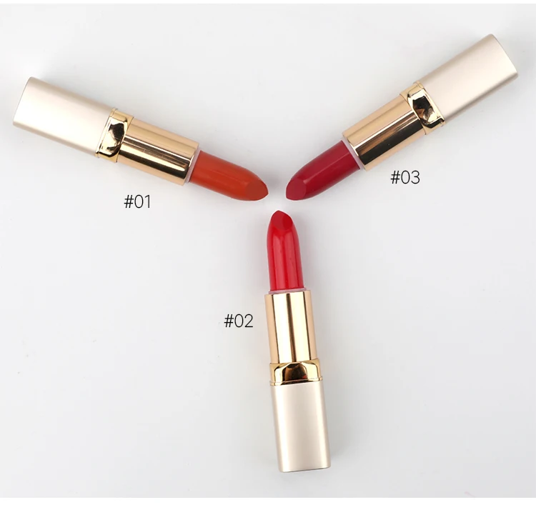 

New Cosmetic OEM Luxury Lipstick Gold Tube Easy Color Long Lasting Lipstick