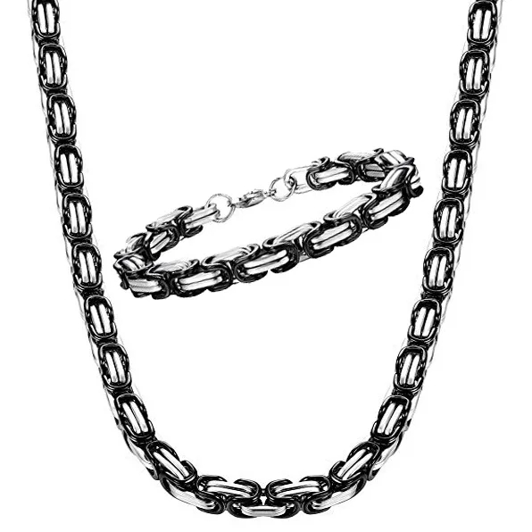 

6mm 316L stainless steel chains boys byzantine biker men chunky necklace with 55cm length
