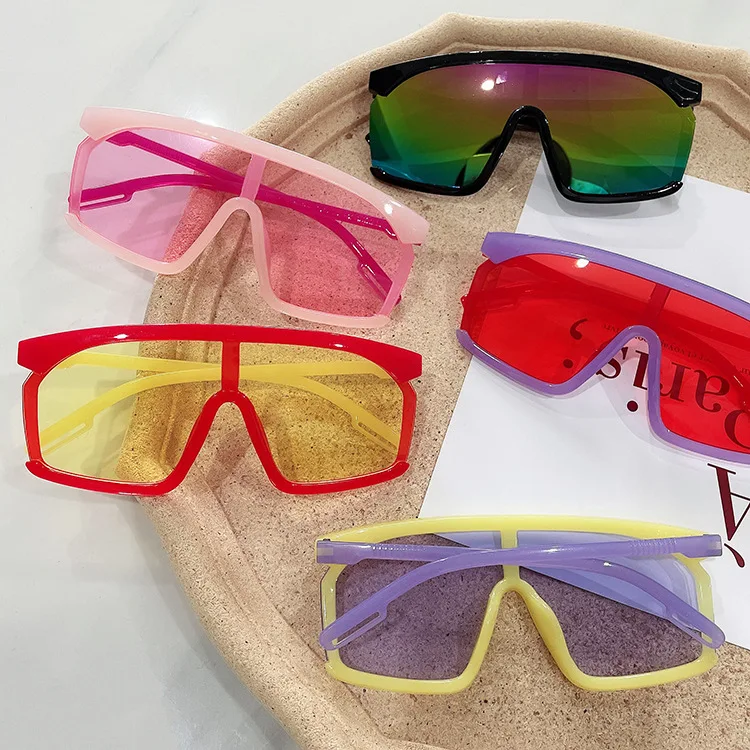 

Children's fashion boys and girls new one-piece child sun glasses big frame square sunglasses, As the picture shows