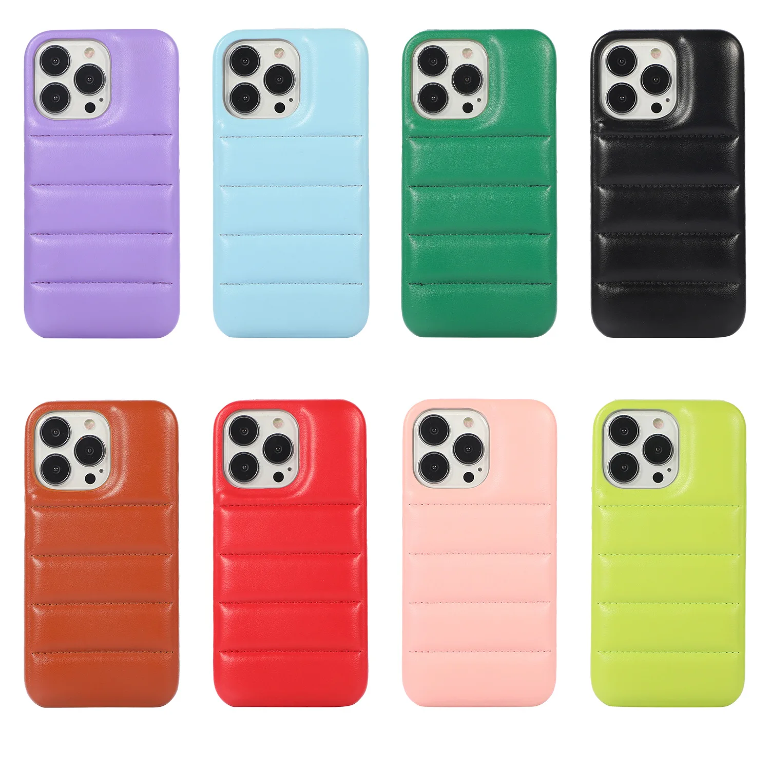 

Leyi new design custom logo UV print Apple puffer case down jacket pillow PU leather accessories for iphone 13 pro max mini