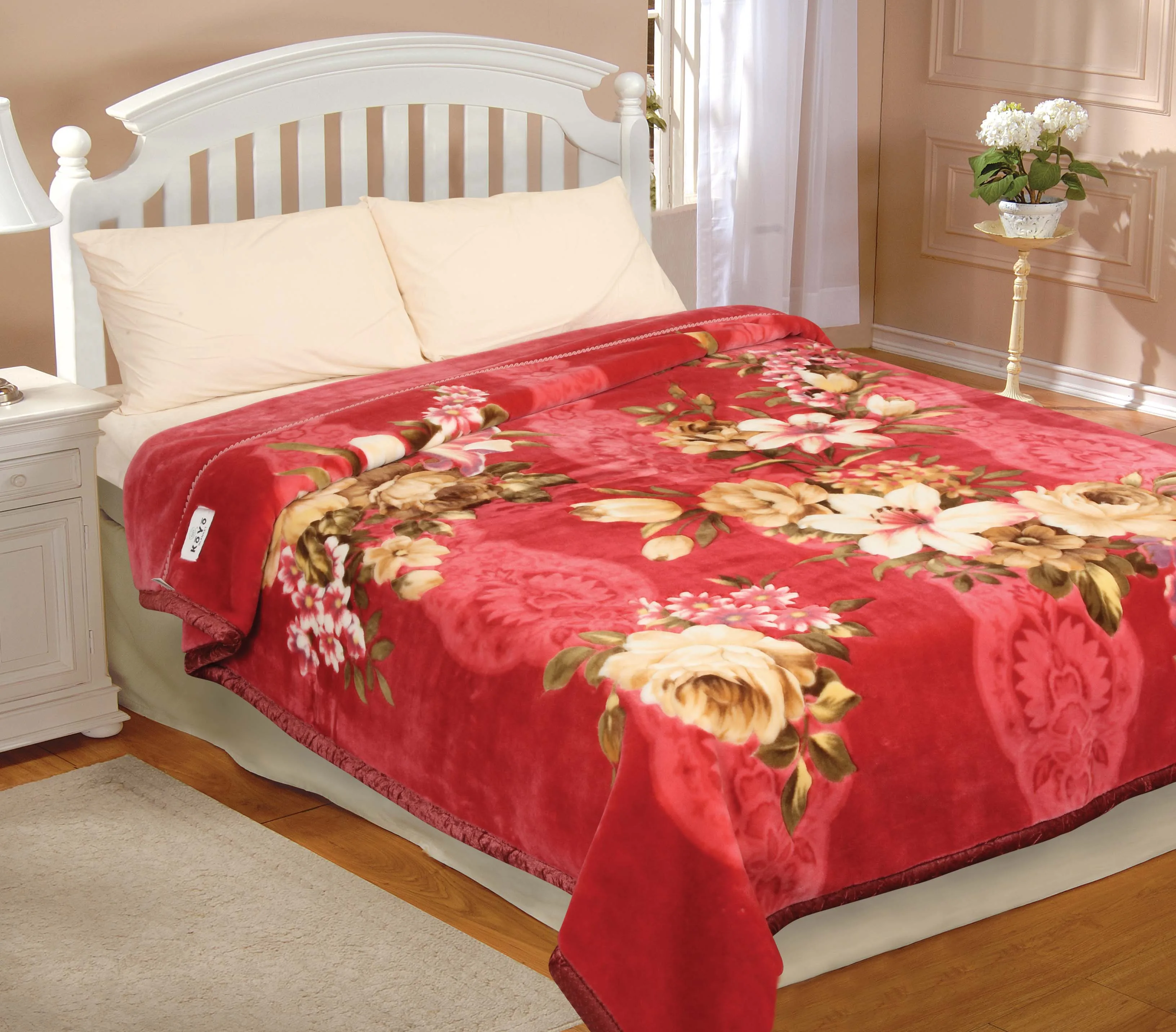 Super Soft Luxury 100 Polyester Embossed 220x240 Mink 2ply Raschel