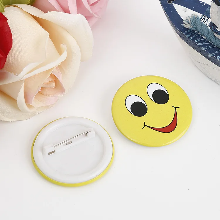 

Factory custom round shape printing colorful smile badges plastic button pins, Customized