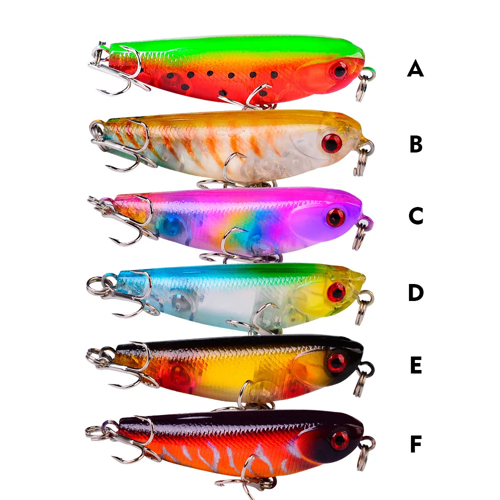 

4.7cm/4.5g HOT SALE hard plastic bait top water Treble Hooks floating pencil lure
