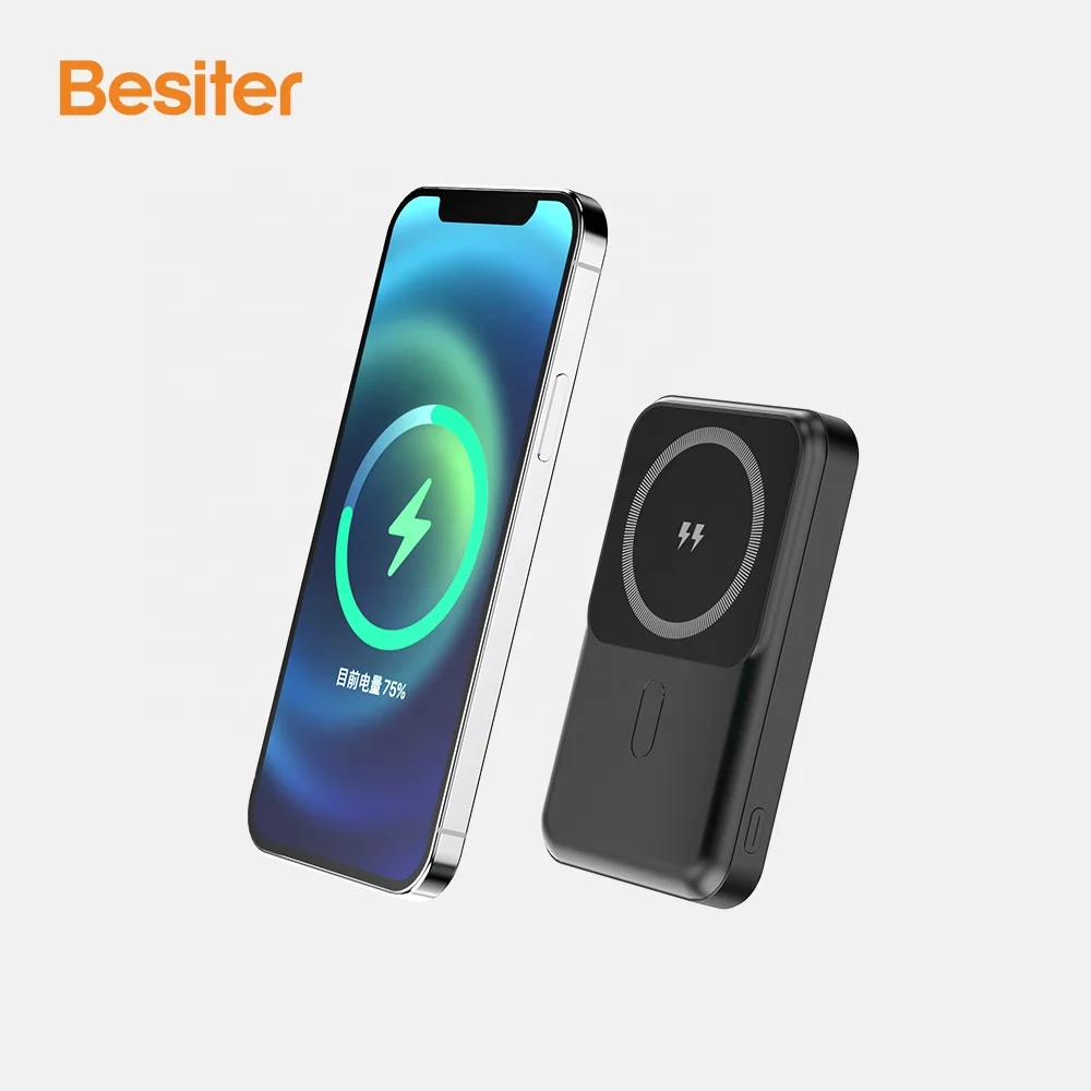 

Fast Charging Magnetic Mag Safe wireless charger Mini portable Power Bank wireless and Type-C charge