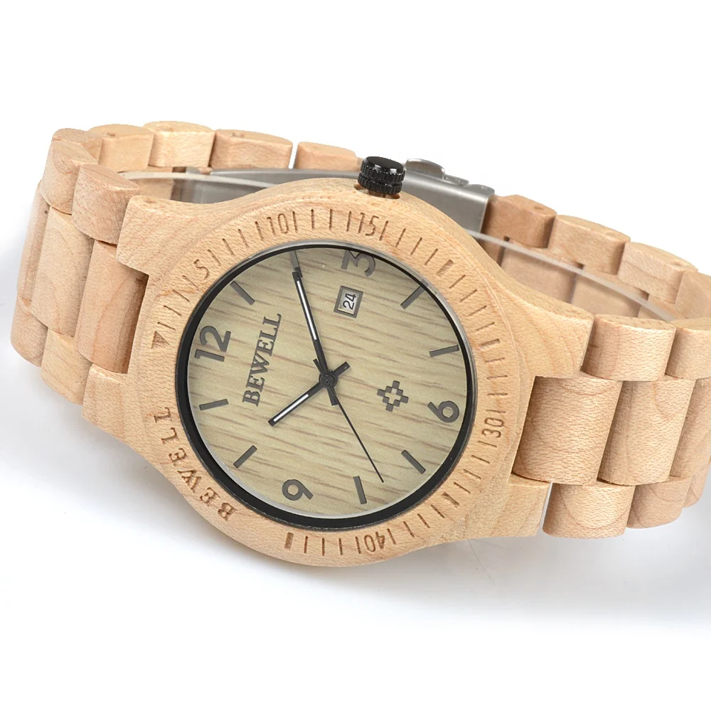 

Bewell high quality hand made wood watch mens watch