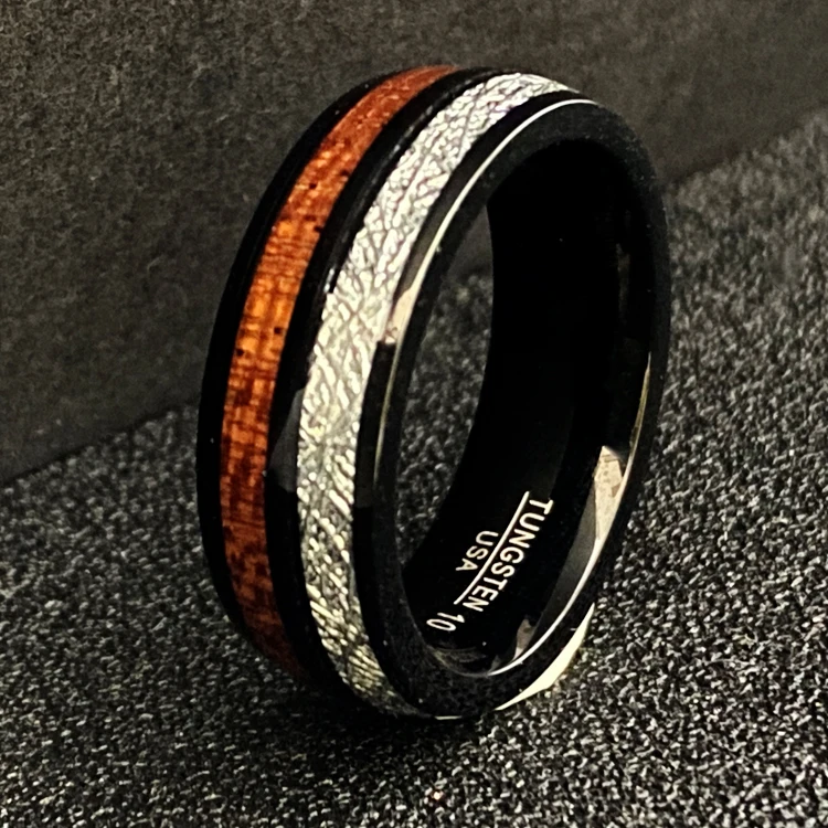 

High quality Black and Gold-Color Tungsten Ring for Men Jewelry 8MM Black Tungsten Carbide Ring