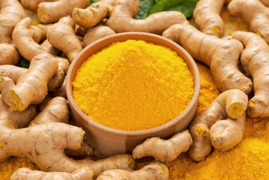 Turmeric powder being added to a golden milk recipe with black pepper and coconut milk