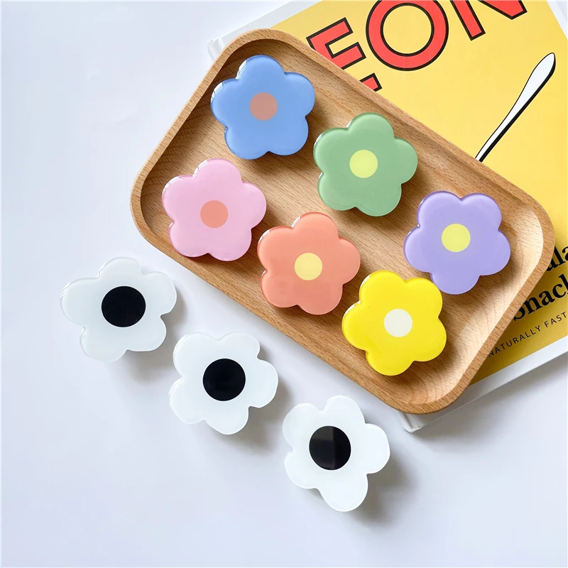 

UP-New Arrivals Acrylic Flower Mobile Phone Holder Epoxy Phone Grip Color Flower Shaped For Cell Phone Socket, 7 colors