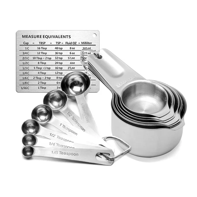 

Dropshipping 14 Pcs Stainless Steel Conversion Chart Kitchen Baking Tools Magnetic Stainless Steel Spoons Measuring Cups