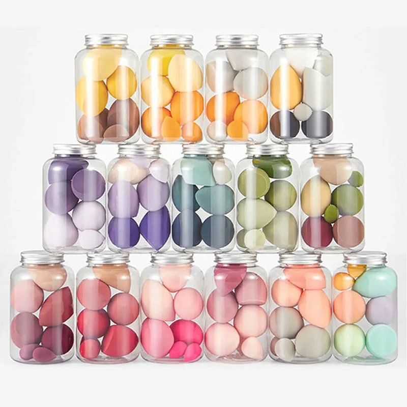 

FACTORY WHOLESALE 7pcs microfiber latex free color changing rainbow MINI vendor FRUIT super soft Cosmetic Puff makeup sponge, Multiple colors
