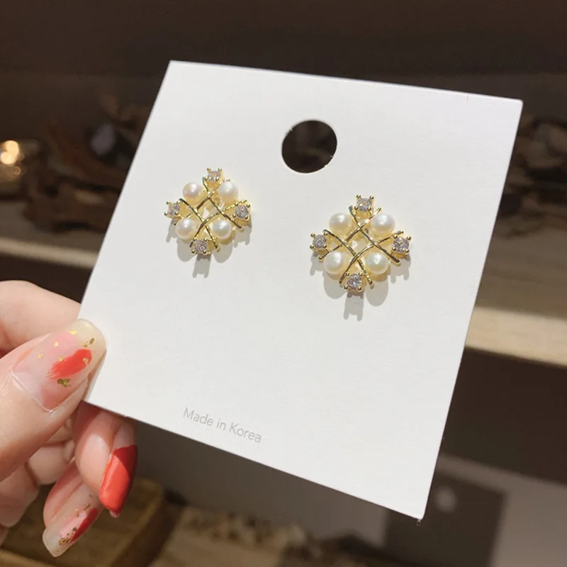 

2021 fashion jewelry trendy crystal tarnish stud earrings jewelry
