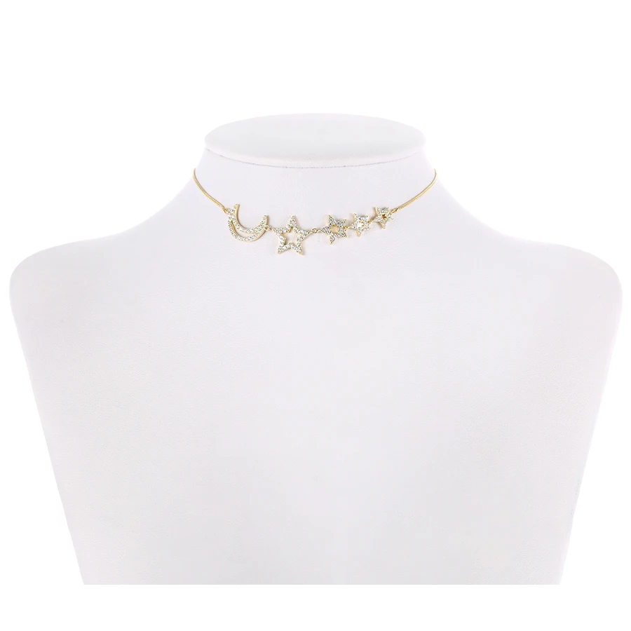 

01040 Xuping Fashionable 14k Gold Plated Stretchable Necklace Multiple Star Necklace