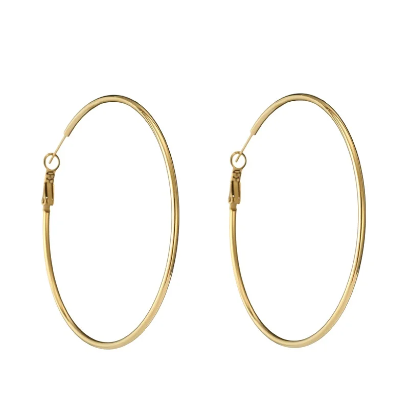 

Hot Sale Minimalist Jewelry Golden Stainless Steel Big Hoop Earrings For Women