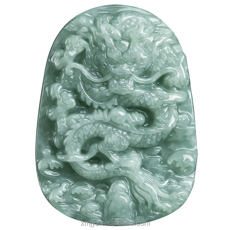 

Certified Grade A Natural Myanmar Jade Bean Green Domineering Dragon Brand Jade Pendant Pendant Jewelry Men's Necklace Women