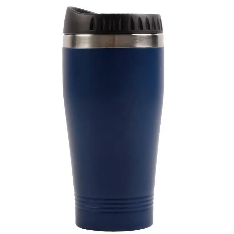 

Popular customized travel dark blue 450ml reusable Double Wall stainless steel water bottle, As picture