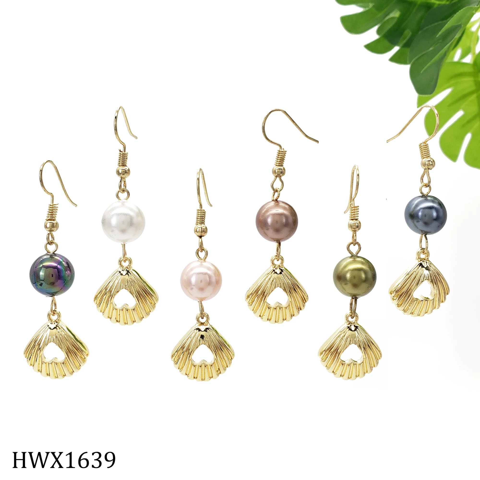 

2022 New Design Gold Plated Charm Earrings Jewelry Hawaiian Cute Scallop With Heart Drop Earrings