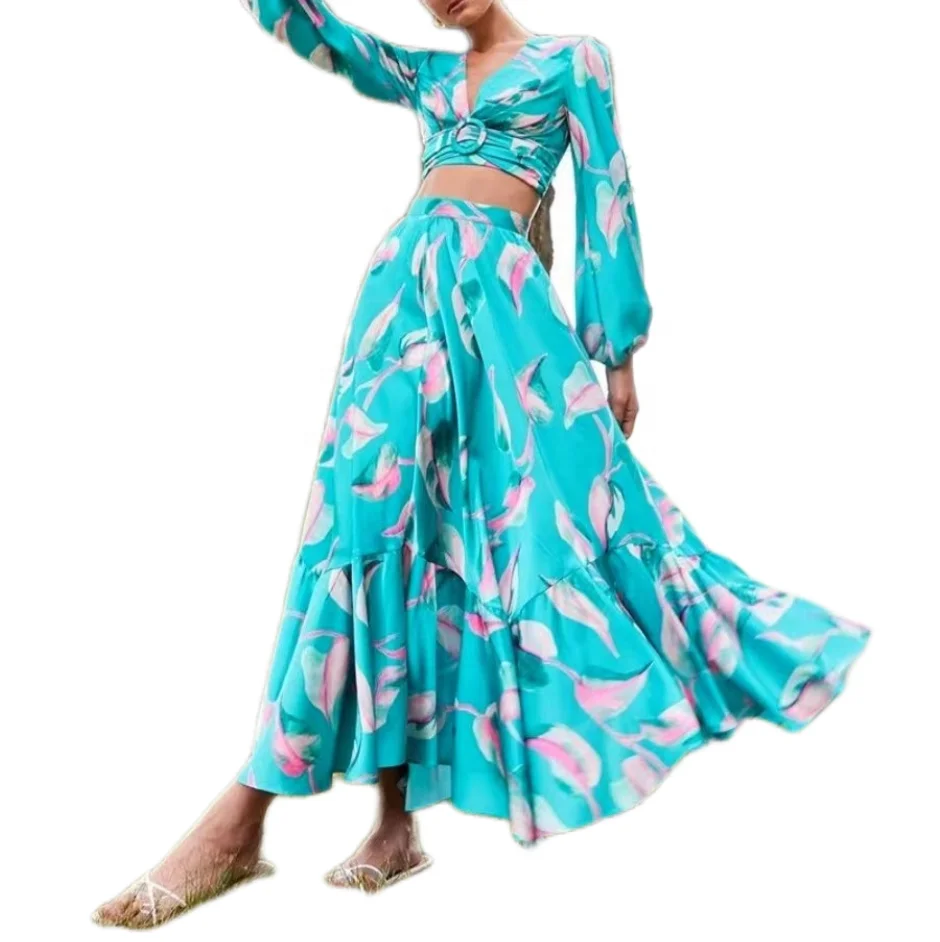 

Floral Sets Women Clothing Plus Size 2 Piece Maxi Skirt Set
