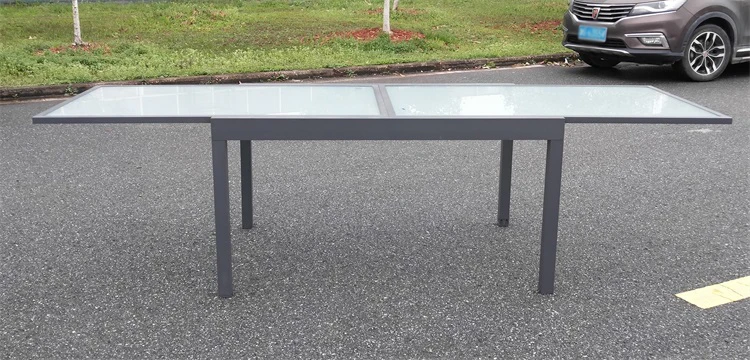 Outdoor Aluminium Glass Extending Extension Extendable Garden Patio Table