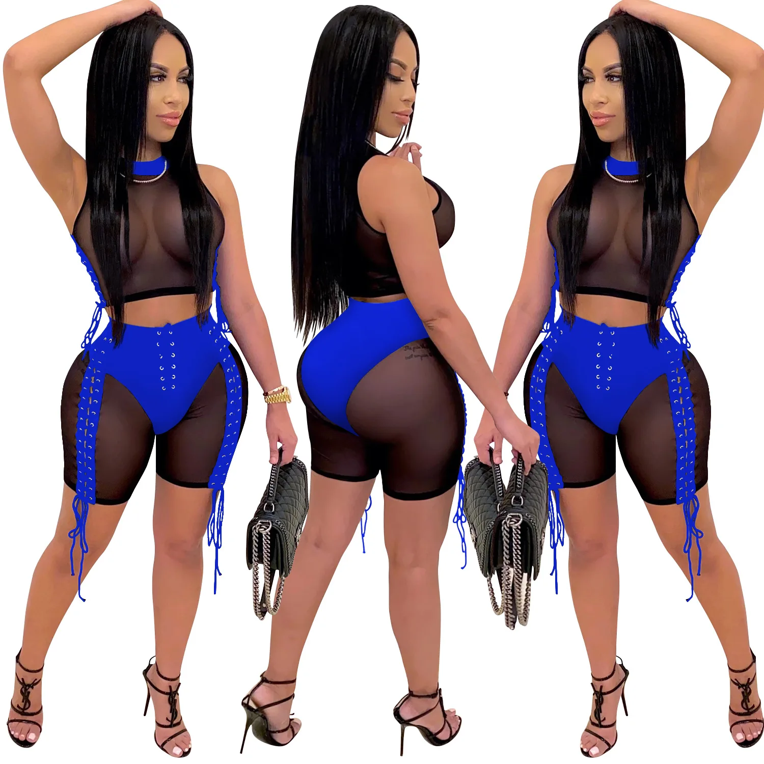 

2021 new style lady two piece suit set home pants and tops girl sexy suit