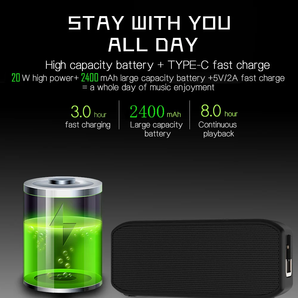 20W Loudspeaker Box Great BT Hifi Stereo High Quality Mini dj Portable Wireless Bluetooth Speakers - ANKUX.COM