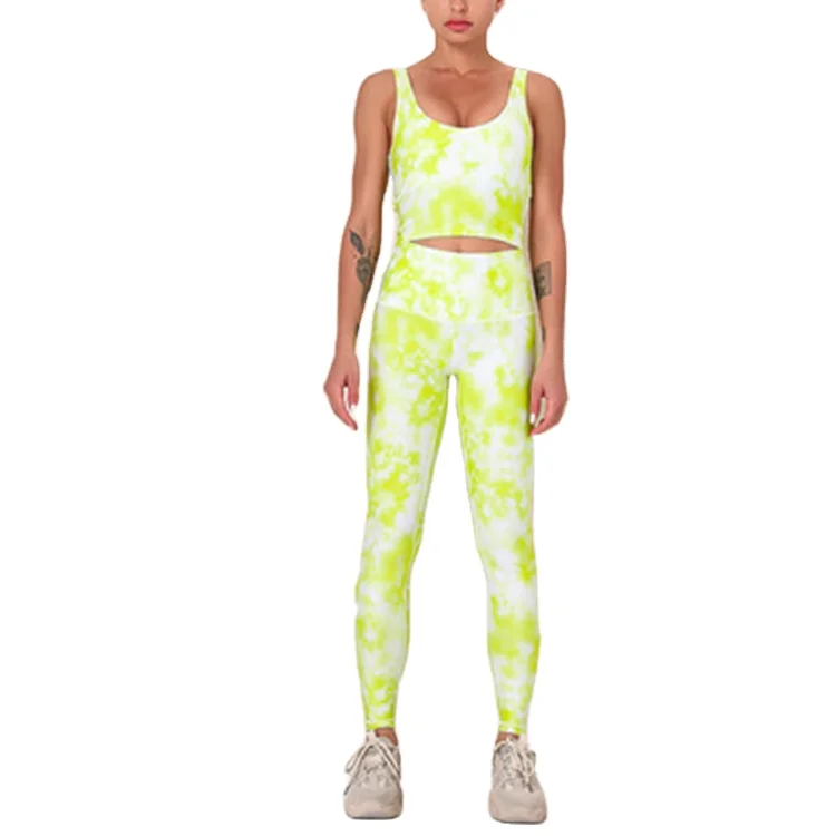 

RTS seamless yoga suit high-waisted Leggings workout suit women's tie-dyed gradient for woman gym sports wear, Customized colors