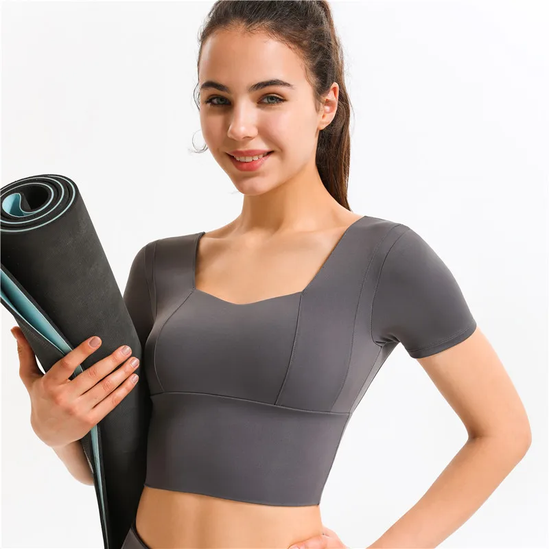 

Gym sports wear short sleeves women activewear