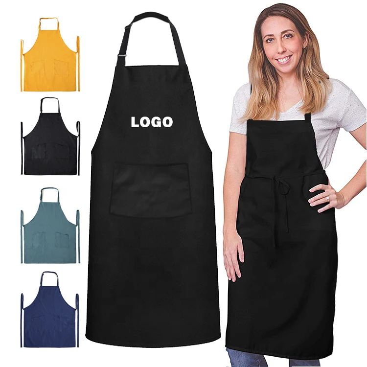 

RTS Ready to Ship High Quality Cotton Polyester Black Cleaning BBQ Sublimation Chef Kitchen Cook Cooking Apron, Customized