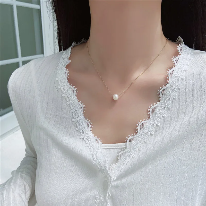 

Pearl necklace female 2021 new simple ins niche design sense fresh fairy clavicle chain temperament girl