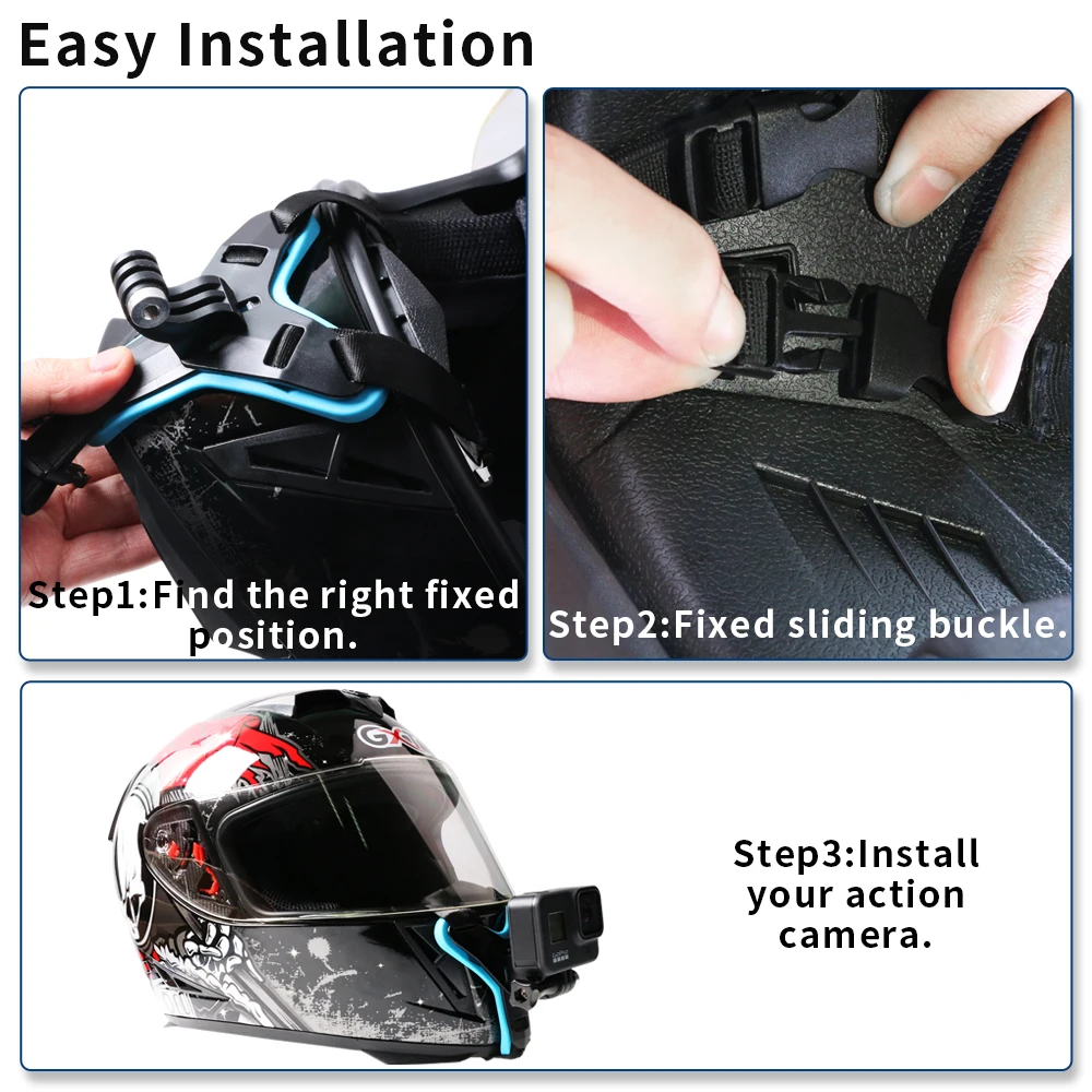 
SUREWO Go pro Accessories Motorcycle Helmet camera Mount for Go Pro Hero 8/7/6/5 Black DJI Action Camera and More 