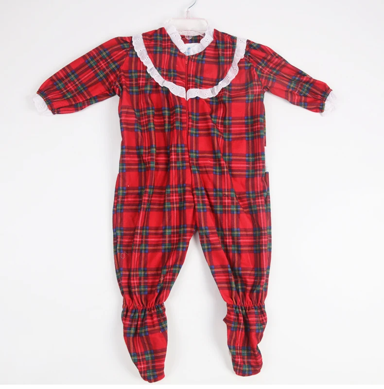 

Custom color plaid or printing zip ruffle onesie printed clothes baby girls' romper for baby 0~24 month, Plaid, printing