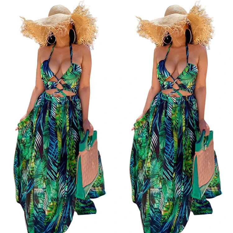 

DUODUOCOLOR Summer 2021 fashion new hollow out dresses women sexy print loose casual sleeveless dresses D97913