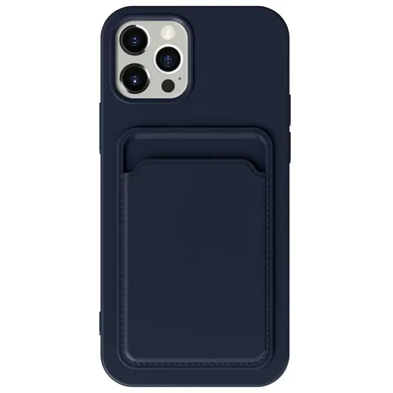 

Unique extra Card Slot Mobile phone case shockproof Protective cellphone soft fur cover with outer credit card holder for iPhone, Transparent