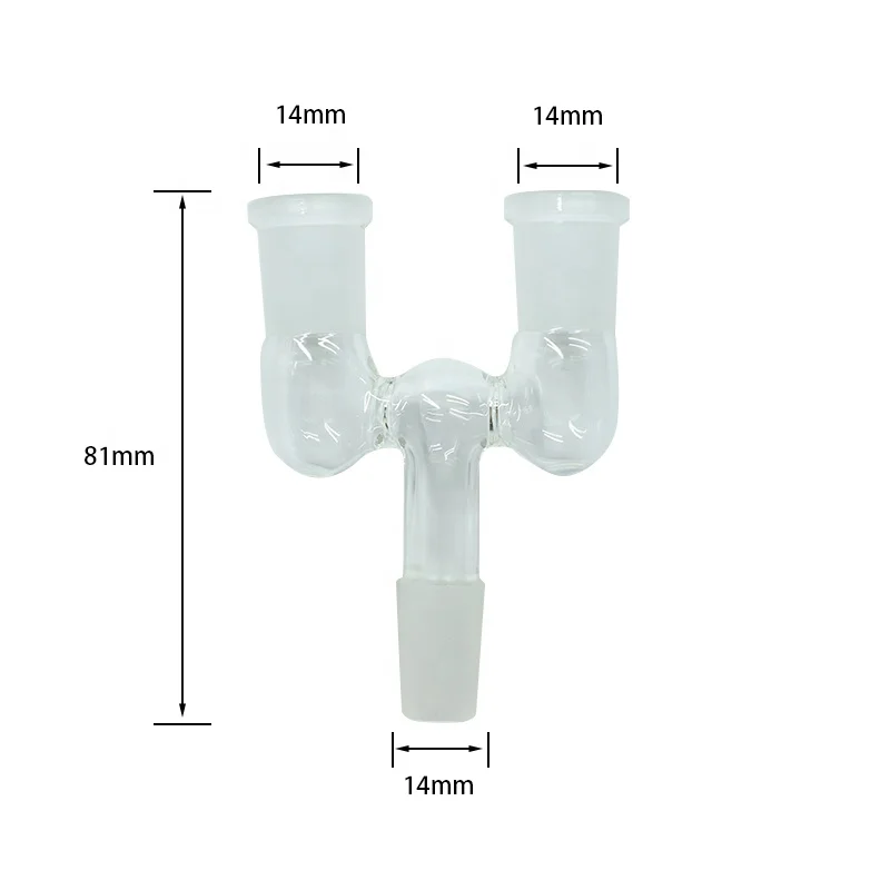 

UKETA U shape forsted  male borosilicate glass stem smoking pipes with double adapter, Clear