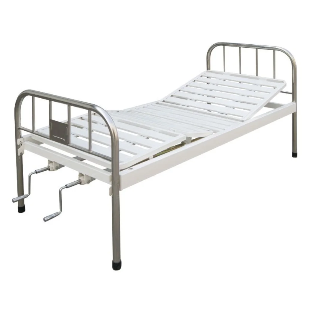 China stainless steel metal 2 cranks manual hospital bed manufacturer