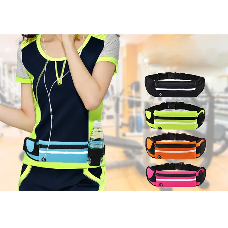 

Custom sport reflective waterproof pockets running waist belt bag for unisex
