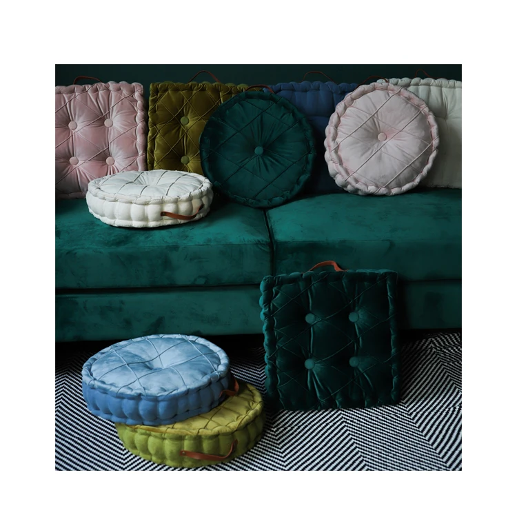 Image of new design dutch velvet square thick 40*40cm handle floor seat cushion for home decor