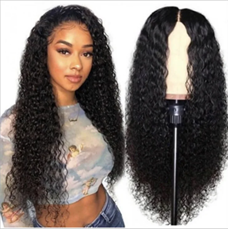 

Hot selling black women's wig split long curl small roll wave high temperature filament natural hair wig