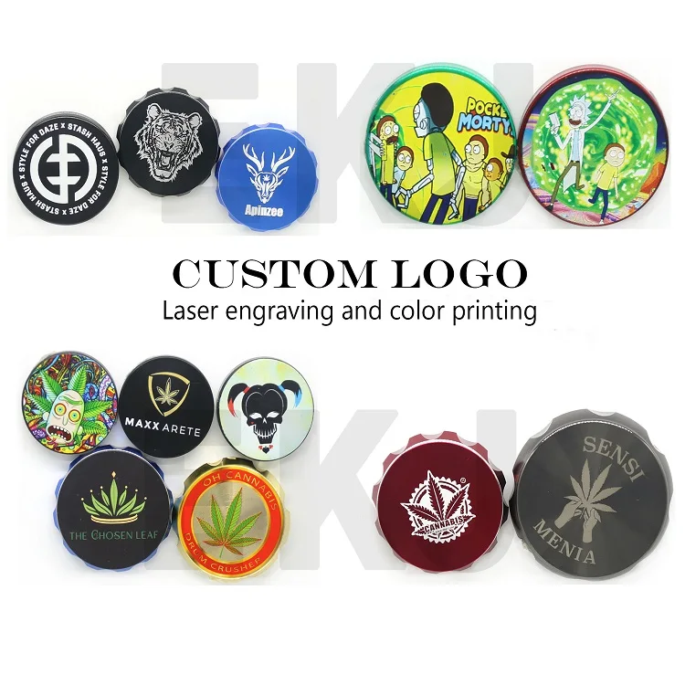 2.5 Inches 4 Parts Lightning  63mm Multi Colors Smoking Crusher Aluminum Alloy Metal Custom Tobacco Herb Grinder Weed